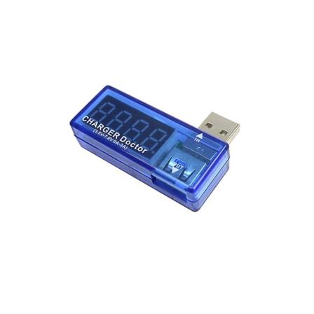 USB Oplader Booster Mobiltelefon Batteritest Strømtester Spænding og Strøm Måler (1 stk., Blå)