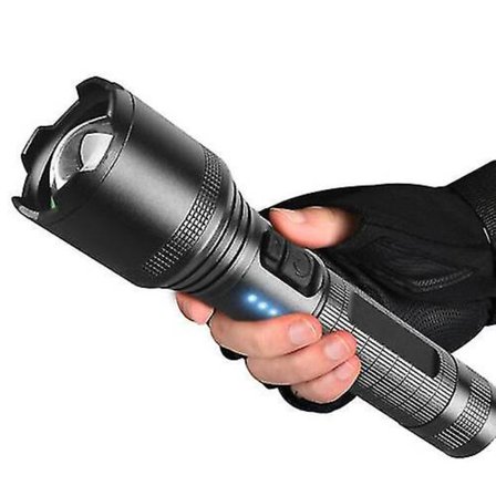 Led Super Sterk Zoom Lommelykt Kraftig Campinglykt Politilommelykt Oppladbar