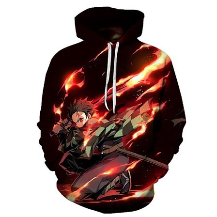 Voksne Anime Demon Slayer Hættetrøje Pullover 3d Printet Langærmet Hættetrøje Toppe Gaver