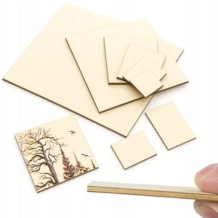 Tekninen Vanerilevy 10x10x2,5 Cm – Sileä Molemmin Puolin | Luokka 1 | Laserkaiverrus, CNC, Mallit, DIY