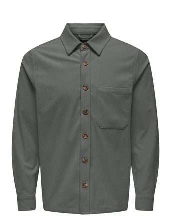 Onstile Corduroy 0111 Shirt Tops Shirts Casual Grey ONLY & SONS