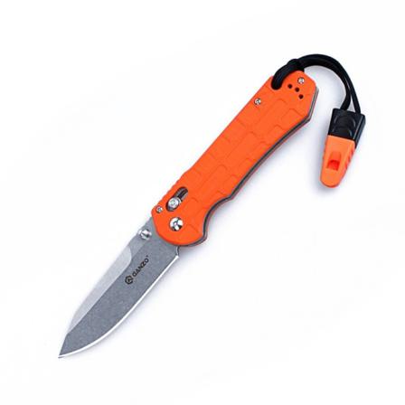 Ganzo G7452p-ws-or Orange Stentvättad Fällkniv Orange Mönstrat Handtag