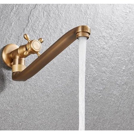 (pow yeah!)Antik vattenkran, 180° svängbar väggmonterad blandare i mässing