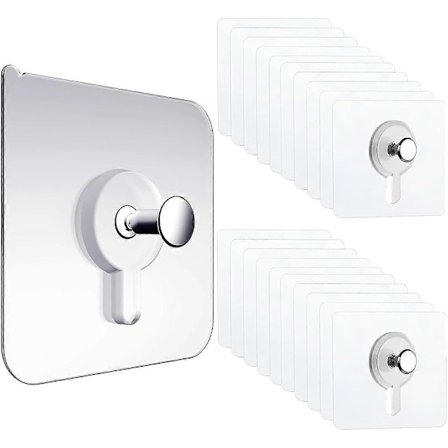 20 Självhäftande Bildkrokar - Självhäftande Krokar för Upphängning av Bilder utan Att Borra - Transparenta Krokar för Foton, Affischer och Dekorativa 