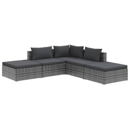 Vidaxl Loungegrupp För Trädgården Med Dynor 5 Delar Konstrotting Grå