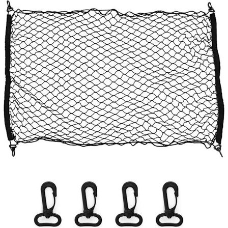 Bilbagageutrymmesnät, Flexibelt Elastiskt Nylon Fast Luggage Nät med 4 Krokar, Passar de Flesta Bilbagageutrymmen, för Bil SUV ATV, 70 x 100cm