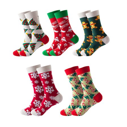 5 sett med 2025 nye høst- og vinterjulesokker, fargerike formelle sokker, nye og interessante fancy motemønstre