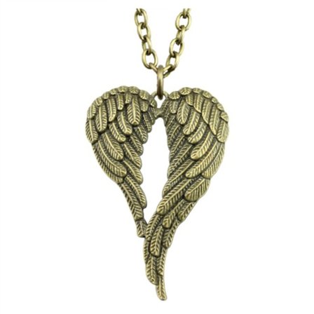Necklace - Angel Wings - Long Chain - Bronze
