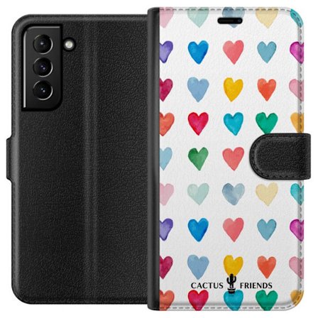 Yhteensopiva Lompakkokotelo Samsung Samsung Galaxy S21+ 5G Cactus and Friends - Watercolor Love Grid