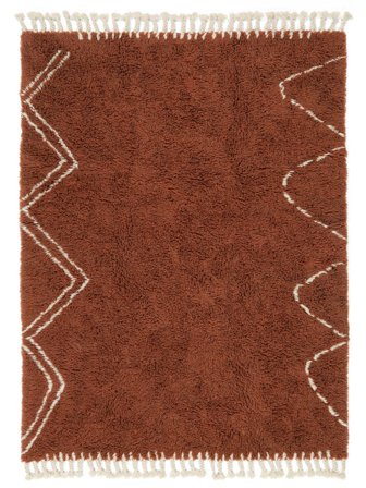 Rifka 250X350 Grande Vermelho Enferrujado/Branco Pérola Tapete Lã