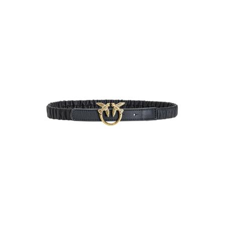 Pinko, Love Ruffle H2 Belt Nappa Zwart, Dames, Maat:M