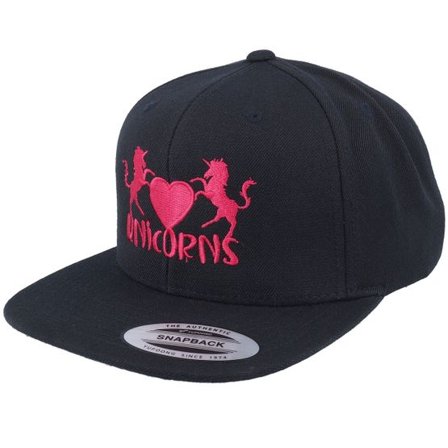 Unicorns - Svart snapback Keps - Unicorns Heart Black Snapback @ Hatstore