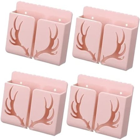 4PCS Veggmontert Telefonholder - Punch-Free Veggmontert Mobiltelefoner Lading til Stativ, Klebrig Fjernkontroll Oppbevaringsboks Sengeside Lat 