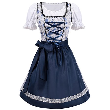 Oktoberfest Costume Party Wear Cosplay Maid Wear V-ringad klänning Blå blue