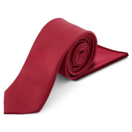 Ensemble de cravate et pochette de costume bordeaux pour hommes - Sets de pochettes de costume