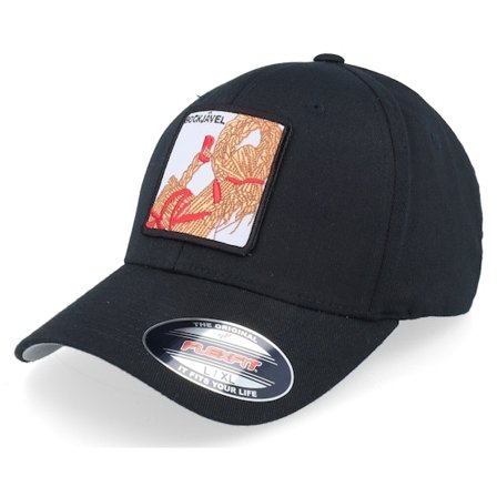 Ho-Ho-Hats - Schwarz flexfit Cap - Bockjävel Wooly Combed Black Flexfit @ Hatstore