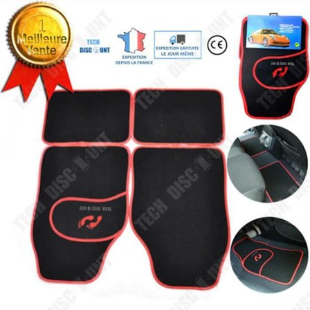 Biltyder - TD - Universelt 4 dele - Antiskrid PVC - Kompatibel med 208, Fiat 500, Toyota - Rød