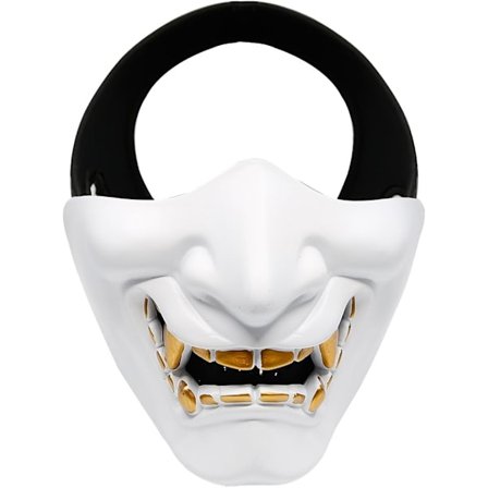 Airsoft Halvmasker, Ond Demon Monster Kabuki Samurai Hannya Oni Halvmaske Beskyttelsesmasker Maskeradeball, Fest, Halloween, Cs Krigsspill (Hvit)