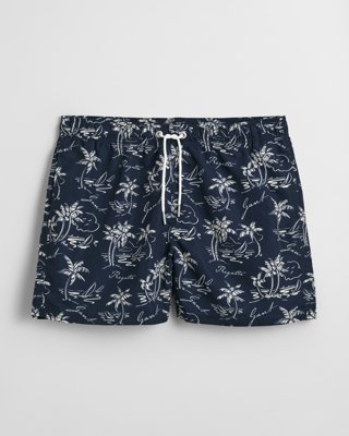 GANT - Badeshorts med øy print til herre evening blue