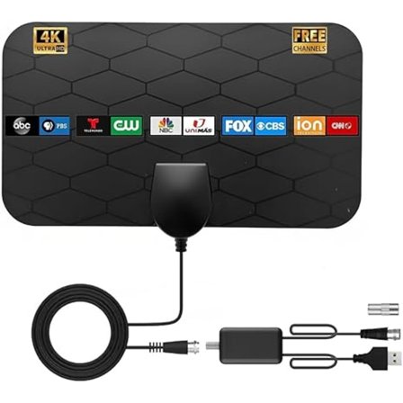 Kannettava TV-antenni sisätiloihin Digitaalinen antenni 360° vastaanotto, tukee 4K 1080P Smart TV:tä