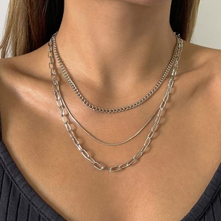 Prydnad Hip Hop Punk Geometrisk Metal Chain Halsband Retro Trendig Ball Bead Chain Nyckelbenshalsband