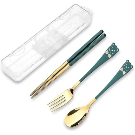 [NT] Bærbart bestiksæt, bestiksæt i rustfrit stål, genanvendeligt rejsesæt, inklusive gaffel, ske, spisepinde