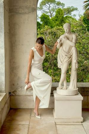 NA-KD Robe longue en maille fleurie à col V - Robes d'été - OffBlanc - Medium
