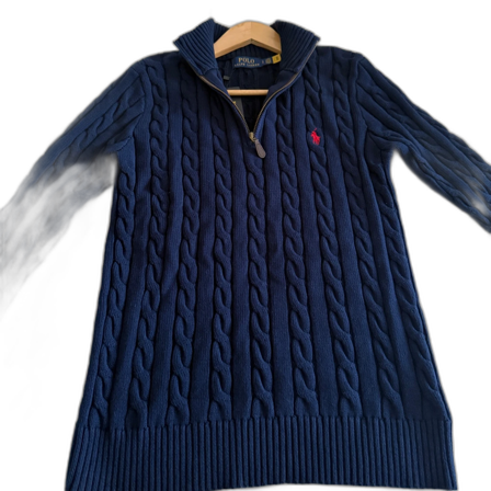 Marinblå kabelstickad tröja Polo Ralph Lauren