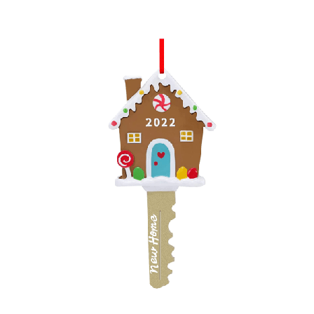 2022 New Home Key Christmas Ornament, Pepparkakshus C