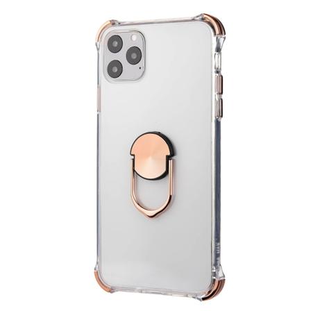 Stødabsorberende beskyttelsescover med ringholder - iPhone 11 Pro Max Roséguld