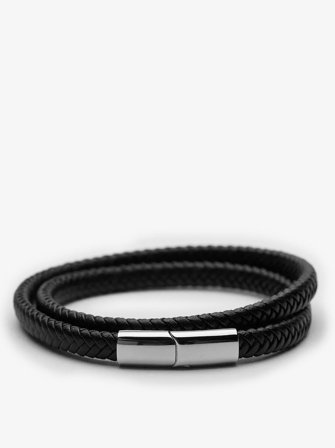 John Henric Men's Schwarzes Armband Scone Size 22cm