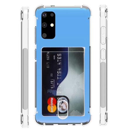 Praktiskt Silikonskal Med Korthållare - Samsung Galaxy S20 Plus Transparent/genomskinlig