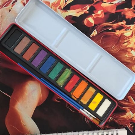 Akvarellityökirjat, aloittelijaystävällinen akvarellityökirja, 12 värin akvarellivärisetti siveltimellä, askartelu- ja maalaussarja lahja talvi