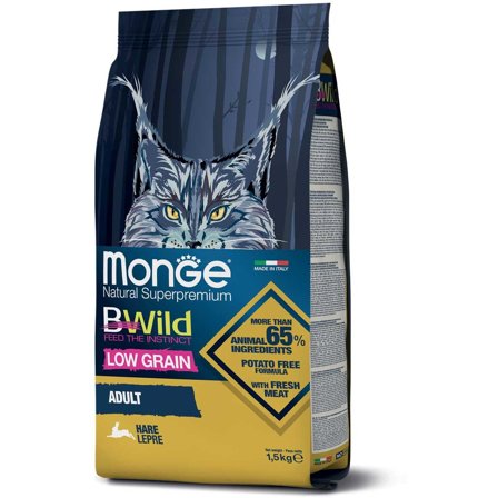 Monge B Wild Adult Con Lepre Cibo Secco Per Gatti Adulti Sacco