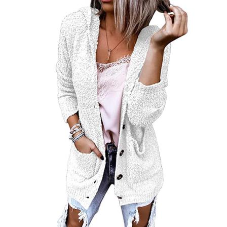 Dam Luvtröja Cardigans Knäppning Halsfickor Stickad Kappa