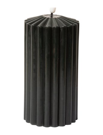 C'est Bon Striped Led Pillar Candle - Grey - H15CM
