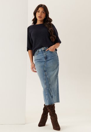 BUBBLEROOM-Denim Midi Skirt-46