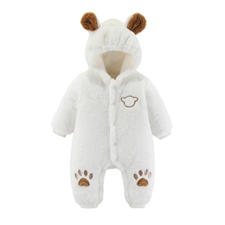 Baby Pige & Pige Fluffy Fleece Hooded Jumpsuit Langærmet Onesie