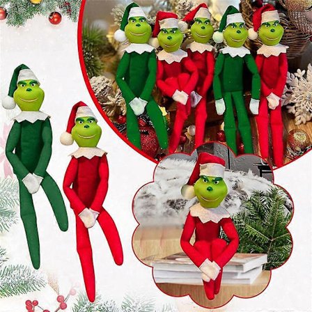Jul Grinch Plyschdockor Leksaker Dekoration Prydnader Present Grön