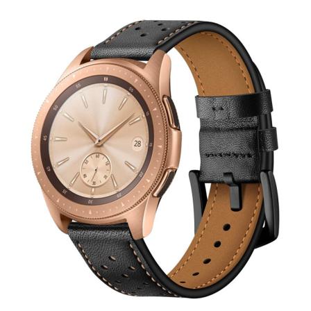Läderarmband 20mm För Galaxy Watch4 44mm M.fl. - Svart Svart