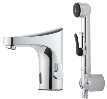 FM Mattsson 1647.0000 Tvättställsblandare beröringsfri, temperaturvred, sidodusch, Badrum