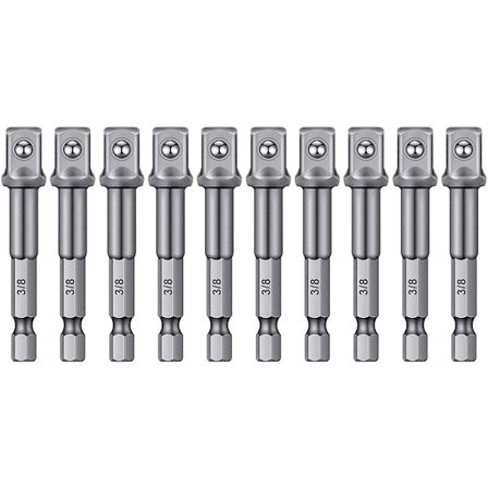 10 st 3/8 tum slagnyckeladapter fyrkantig hylsadapter 10 mm sexkants slagnyckelhylsa för borrar, förlängningshylsa skruvmejselbitar