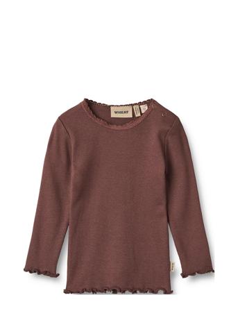 Rib T-Shirt L/S Reese Tops T-shirts Long-sleeved T-Skjorte Brown Wheat