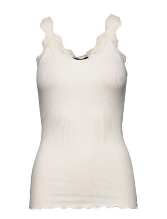Organic Top W/ Lace Tops T-shirts & Tops Sleeveless White Rosemunde