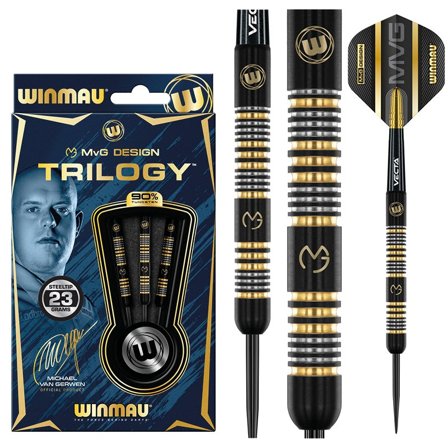 Winmau Darts MvG Trilogy 90% Tungsten Steel-Tip Darts 21.5g/23g/24g Professional Michael Van Gerwen Signature Edition