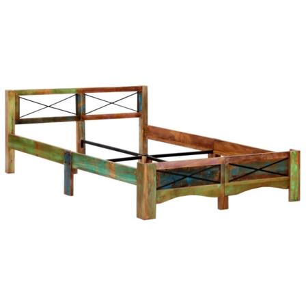 Vidaxl Sängram Massivt Återvunnet Trä 140x200 Cm Multifärg