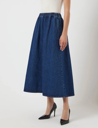 YAS Yascotma Hw Long Denim Skirt S. - D2D - Navy - 36