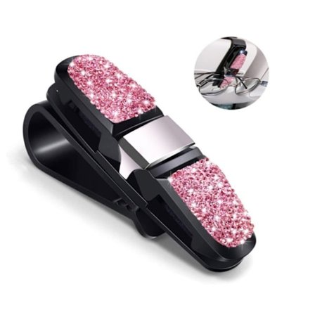 Bling Bling Kristall Solglasögonhållare för Bilen, Fashion Bling Kristall Rhinestone R