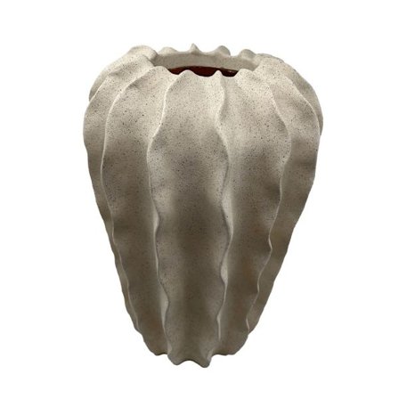 Beige polyresin vase, 24x24x37,5 cm, moderne design