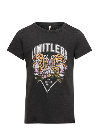 Konlucy Life S/S Reg Tiger Top Box Jrs T-shirt Sort Kids Only